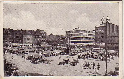 06162 Ak Böhmen & Mähren Mor. Ostrava Markt um 1940