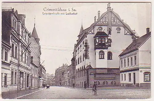 06160 Ak Crimmitsau Leipzigerstrasse m. Lutherhof 1935