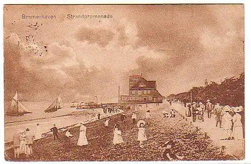 06142 Ak Bremerhaven Strandpromenade mit Booten 1921