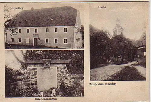 06091 Ak Salutation en Gröditz Gasthof, etc. vers 1920