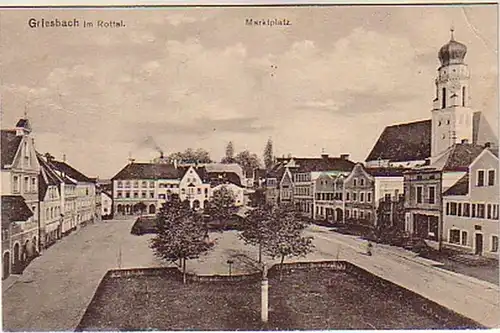 06084 Ak Griesbach im Rottal Marktplatz 1919