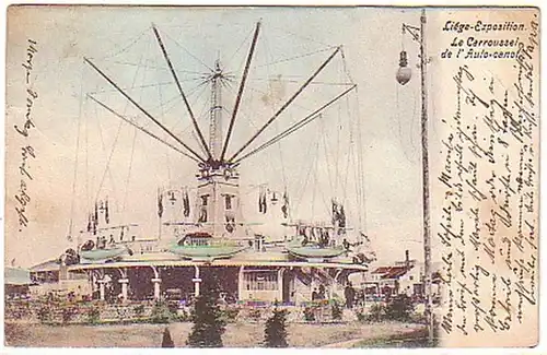 06059 Ak Liége Exposition carrousel automatique 1905