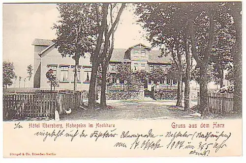 06041 Ak Hohegeiss im Hochharz Hotel Ebersberg um 1900