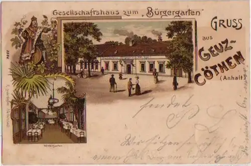 05981 Ak Lithographie Gruss aus Geuz Cöthen Anhalt 1901