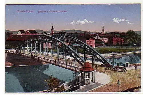 05964 Ak Saarbrücken Kaiser Friedrich Brücke 1916