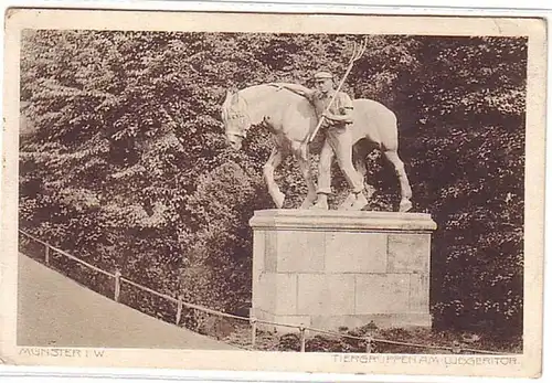 05958 Ak Münster I.W. Groupes d'animaux à la porte de Ludger 1918