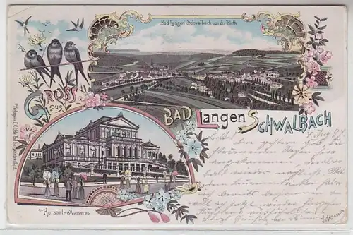 05934 Ak Lithografie Bad Langen Schwalbach Gesamtansicht und Kursaal 1897