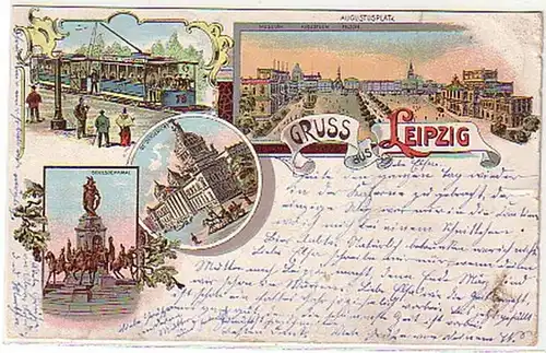 05925 Ak Lithographie Salutation de Leipzig 1900