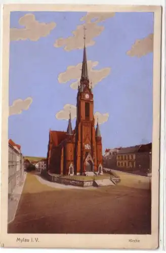05881 Ak Mylau im Vogtland Kirche um 1920