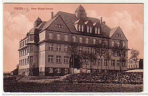 05857 Ak Treuen im Vogtland neue Bürgerschule 1909