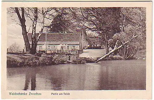 05817 Ak Waldschänke Zwochau Partie am Teich 1928
