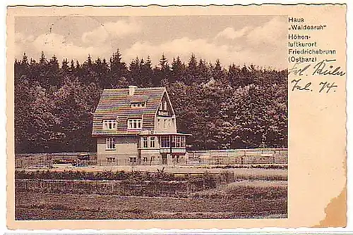 05786 Ak Friedrichsbrunn Osharz Haus Waldesruh 1937