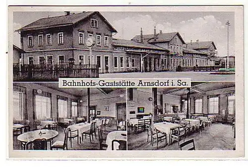 05784 Ak Bahnhofs Gastät Arnsdorf in Sa. 1942