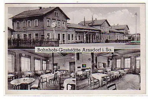 05784 Ak Bahnhofs Gaststätte Arnsdorf in Sa. 1942