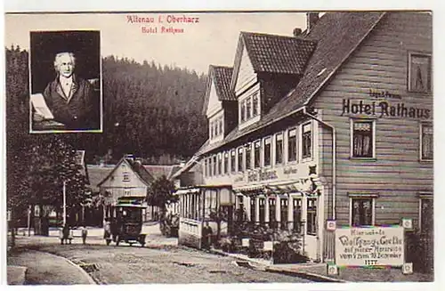 05763 Ak Altenau im Oberharz Hotel Rathaus um 1920