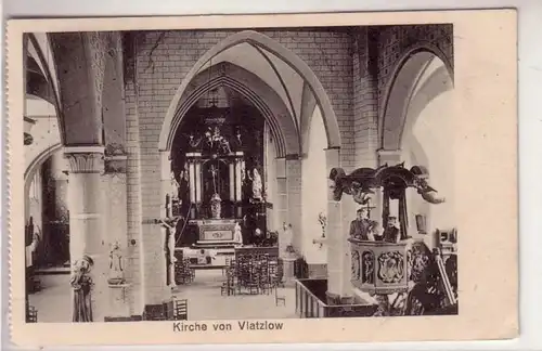 05742 Ak Vlatzlow Kirche Innenansicht um 1915