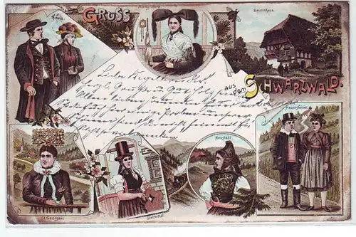 05733 Ak Lithographie Salutation de la Forêt Noire 1900