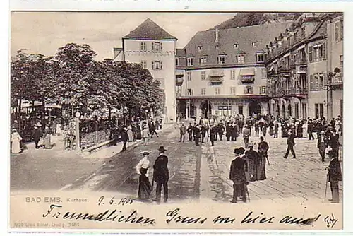 05711 Ak Bad Ems Kurhaus mit vielen Gästen 1905