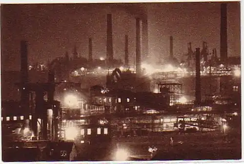05679 Ak Völklingen Eisen Werke bei Nacht um 1930