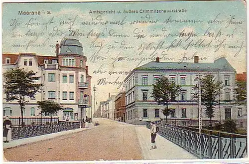 05674 Ak Meerane äußere Crimmitschauerstraße 1915