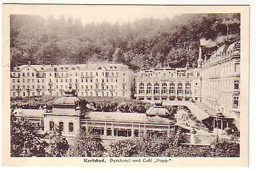 05668 Ak Karlsbad Parkhotel et café "Pupp" 1927