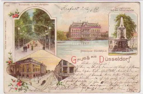 05662 Ak Lithographie Gruss de Düsseldorf 1899