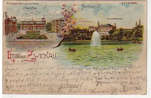 05633 Ak Lithographie Gruss de Zwickau 1899