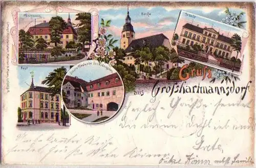 05559 Ak Lithographie Gruss de Grosshartmannsdorf 1901