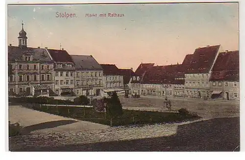 05519 Ak Stolpen Markt mit Rathaus 1911