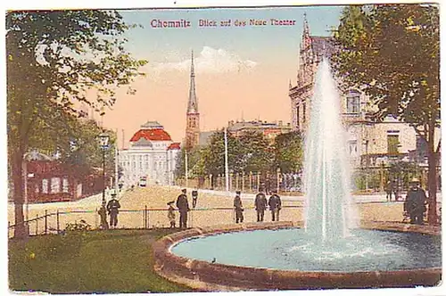 05478 Ak Chemnitz Vue sur le nouveau théâtre 1918