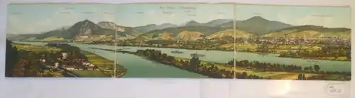05433 3 Fach Klapp Ak der Rhein und das Siebengebirge um 1910