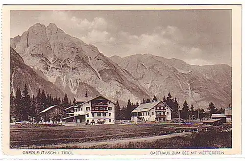 05413 Ak Oberleutasch dans Tyrol au restaurant au lac vers 1930
