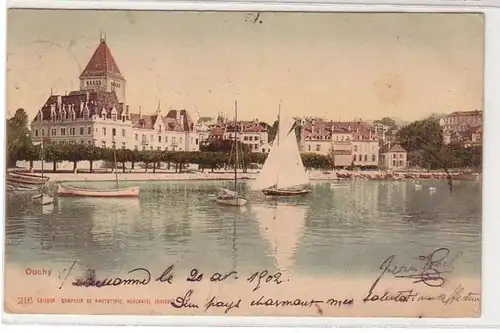 05387 Ak Ouchy Quartier de la ville suisse de Lausanne 1902