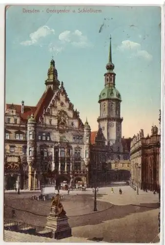 05378 Ak Dresden Georgentor und Schloßturm 1913