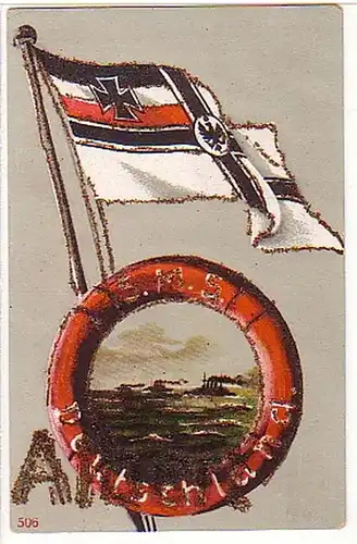 05356 Ak Fahne und S.M.S. "Deutschland um 1910