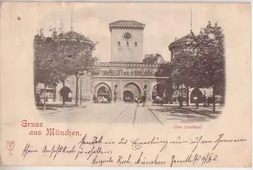 05341 Ak Gruss aus München das Isarthor 1898