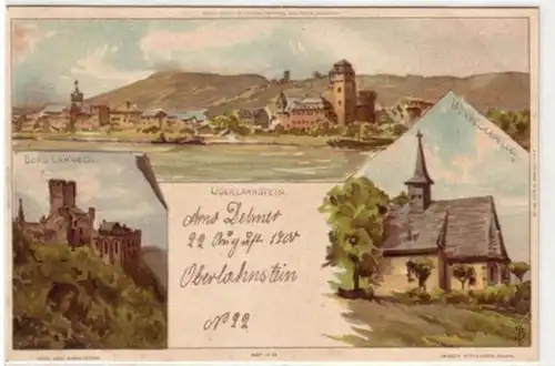 05338 Ak Lithographie Oberlahnstein usw. 1900