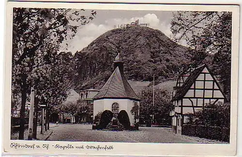 05337 Ak Rhöndorf am Rhein Kapelle mit Drachenfels 1940