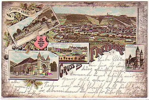 05284 Ak Gruß aus Freyburg a.U. Restaurant usw. 1899
