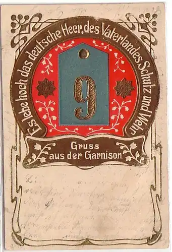 05278 Präge Ak Gruß aus der Garnision 9. 1903