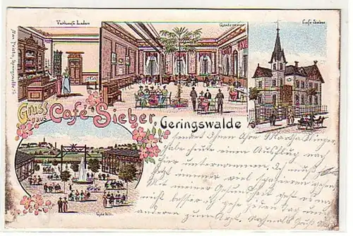 05258 Ak Gruß aus Cafe Sieber Geringswalde 1904