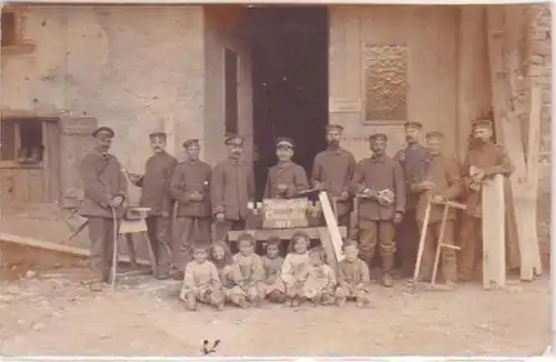 05251 Photo Ak militaire pionnier Park Chemnitz 1917