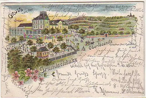05241 Ak Gruß von der Grundschänke Oberlössnitz 1903