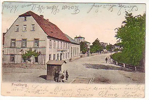 05199 Ak Frohburg Strassenansicht mit Gasthof 1904