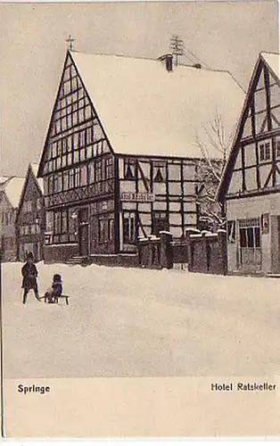 05197 Ak Springe Hotel Ratskeller im Winter um 1930