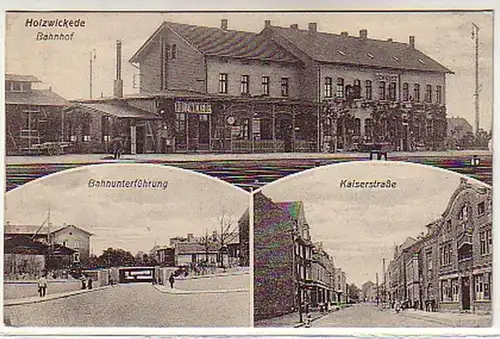 05185 Ak Holzwickede Bahnhof & Kaiserstraße um 1920