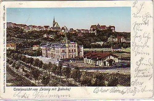 05151 Ak Vue totale de Leisnig avec gare 1903