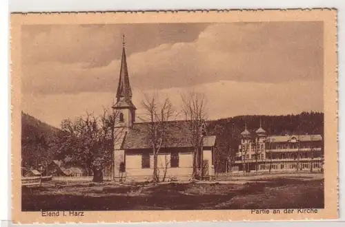 05148 Ak Elend im Harz Partie an der Kirche um 1930