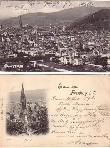 05142/2 Ak Freiburg i Br. Totalansicht, Münster um 1910