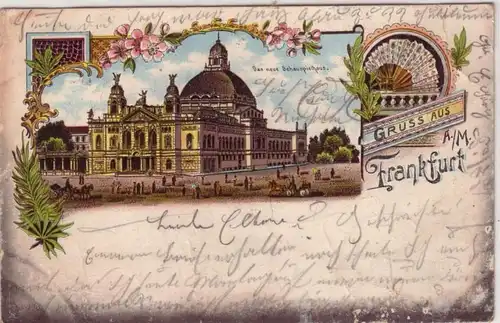 05135 Ak Lithographie Salutation de Francfort sur le Main 1902